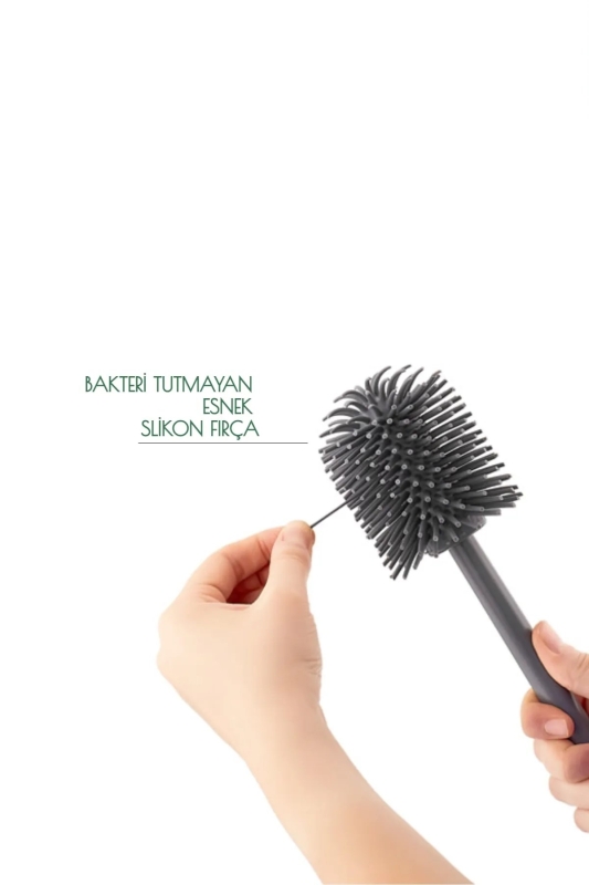 Silikon Wc Tuvalet Banyo Fırçası Klozet Fırçası Kare Siyah - 2
