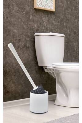 SAS Silikon Wc Tuvalet Banyo Fırçası Klozet Fırçası Oval Beyaz