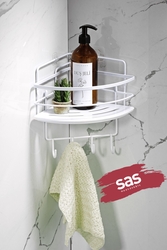 Sas Haus - Yapışkanlı Ömür Boyu Paslanmaz Kristal Ayarlanabilir Raf Banyo Düzenleyici Şampuanlık LK-01 BBBK