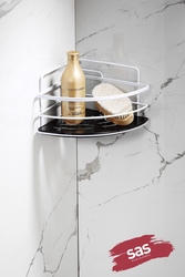 Sas Haus - Yapışkanlı Ömür Boyu Paslanmaz Kristal Ayarlanabilir Raf Banyo Düzenleyici Şampuanlık LK-01 BS