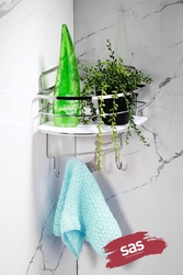 Sas Haus - Yapışkanlı Ömür Boyu Paslanmaz Kristal Ayarlanabilir Raf Banyo Düzenleyici Şampuanlık LK-01 KBKK