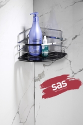 Sas Haus - Yapışkanlı Ömür Boyu Paslanmaz Kristal Ayarlanabilir Raf Banyo Düzenleyici Şampuanlık LK-01 KS