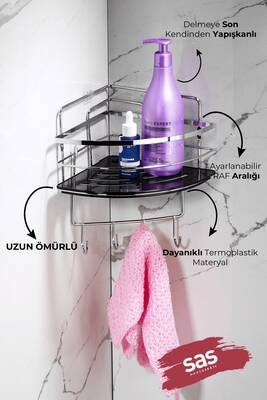 Yapışkanlı Ömür Boyu Paslanmaz Kristal Ayarlanabilir Raf Banyo Düzenleyici Şampuanlık LK-01 KSKK