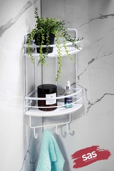 Sas Haus - Yapışkanlı Ömür Boyu Paslanmaz Kristal Ayarlanabilir Raf Banyo Düzenleyici Şampuanlık LK-02 BBBK