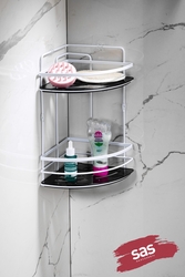 Sas Haus - Yapışkanlı Ömür Boyu Paslanmaz Kristal Ayarlanabilir Raf Banyo Düzenleyici Şampuanlık LK-02 BS