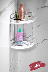 Sas Haus - Yapışkanlı Ömür Boyu Paslanmaz Kristal Ayarlanabilir Raf Banyo Düzenleyici Şampuanlık LK-02 KB
