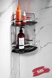Sas Haus - Yapışkanlı Ömür Boyu Paslanmaz Kristal Ayarlanabilir Raf Banyo Düzenleyici Şampuanlık LK-02 KSKK