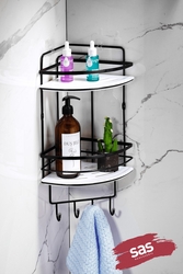 Sas Haus - Yapışkanlı Ömür Boyu Paslanmaz Kristal Ayarlanabilir Raf Banyo Düzenleyici Şampuanlık LK-02 SBSK