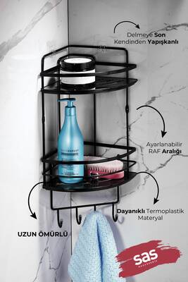 Yapışkanlı Ömür Boyu Paslanmaz Kristal Ayarlanabilir Raf Banyo Düzenleyici Şampuanlık LK-02 SSSK