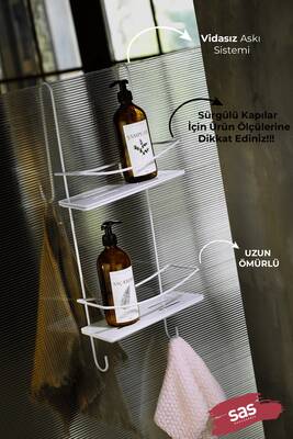 Yapışkanlı Ömür Boyu Paslanmaz Kristal Raf Banyo Düzenleyici Şampuanlık BEYAZ Duşakabin Askısı DŞBB