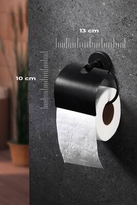 Yapışkanlı Siyah Geniş Kapaklı Tuvalet Kağıtlığı Wc Kağıtlık Tuvalet Kağıdı Askısı MS-001